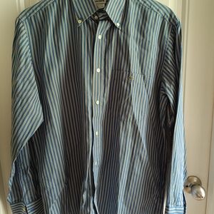 Lacoste Striped Sz 42 Button Up Shirt Casual Preppy Money Classic 100% Cotton